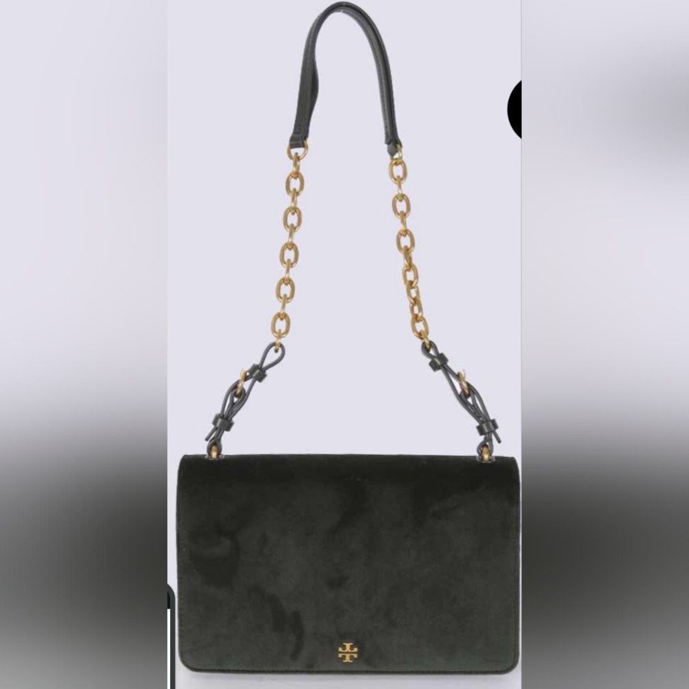 Tory Burch Banana Leaf Green Velvet Bag and Green Velvet Sandals - Picture 14 of 15